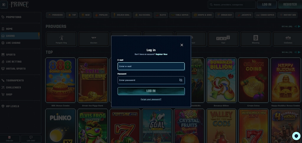 Prince Casino Login CA